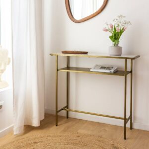 Vandana Elara Flux console table in gilded metal and marble