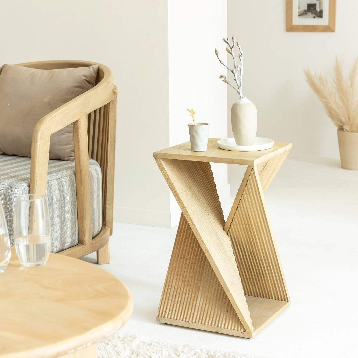 Vandana Lyra Zentrix mango wood side table Vandana Lyra Zentrix mango wood side table