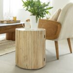 Vandana Lyra Pebble mango wood and marble side table