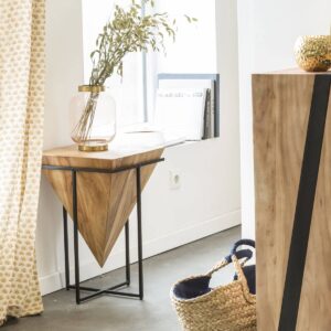 Vandana Lyra Arista acacia wood and metal side table