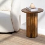 Vandana Sierra Solace Round Side Table Modern Minimalist Solid Wood Accent Furniture Design