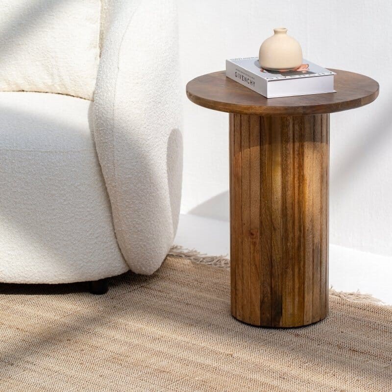 Vandana Sierra Solace Round Side Table Modern Minimalist Solid Wood Accent Furniture Design Vandana Sierra Solace Round Side Table Modern Minimalist Solid Wood Accent Furniture Design