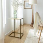 Vandana Lyra Cresta side table in gold-tone metal and glass