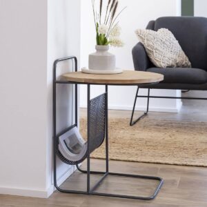 Vandana Lyra Mira side table in fir wood and metal