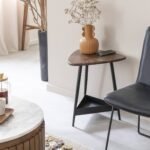 Vandana Lyra Maxima side table in mango wood and black metal