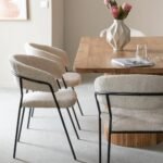 Vandana Lyra Vista rounded chair in ecru fabric (set of 2)