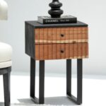 Vandana Sierra Nimbus Black Top 2-Drawer Side Table Modern Contemporary Accent Design