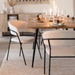 Vandana Vertex Zenova rounded chair in white bouclé fabric (set of 2)