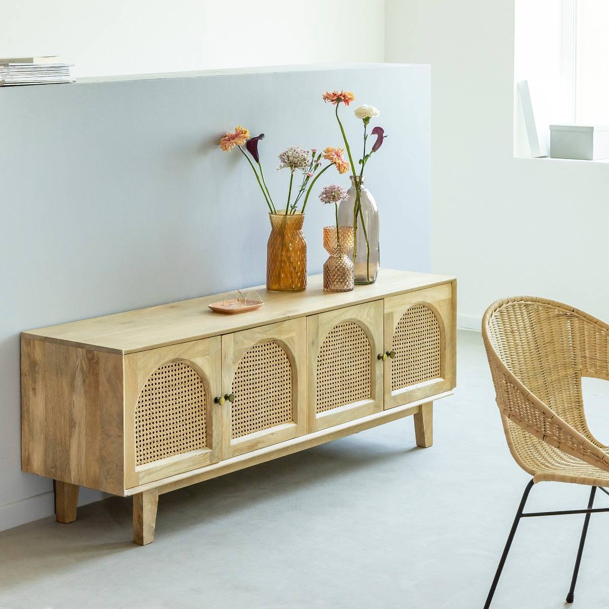 Vandana Vertex Vista TV stand in mango wood and caning Vandana Vertex Vista TV stand in mango wood and caning Vandana Vertex Vista TV stand in mango wood and caning