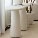 Vandana Sierra Elara White Concrete Console Table Modern Minimalist Accent Furniture Design