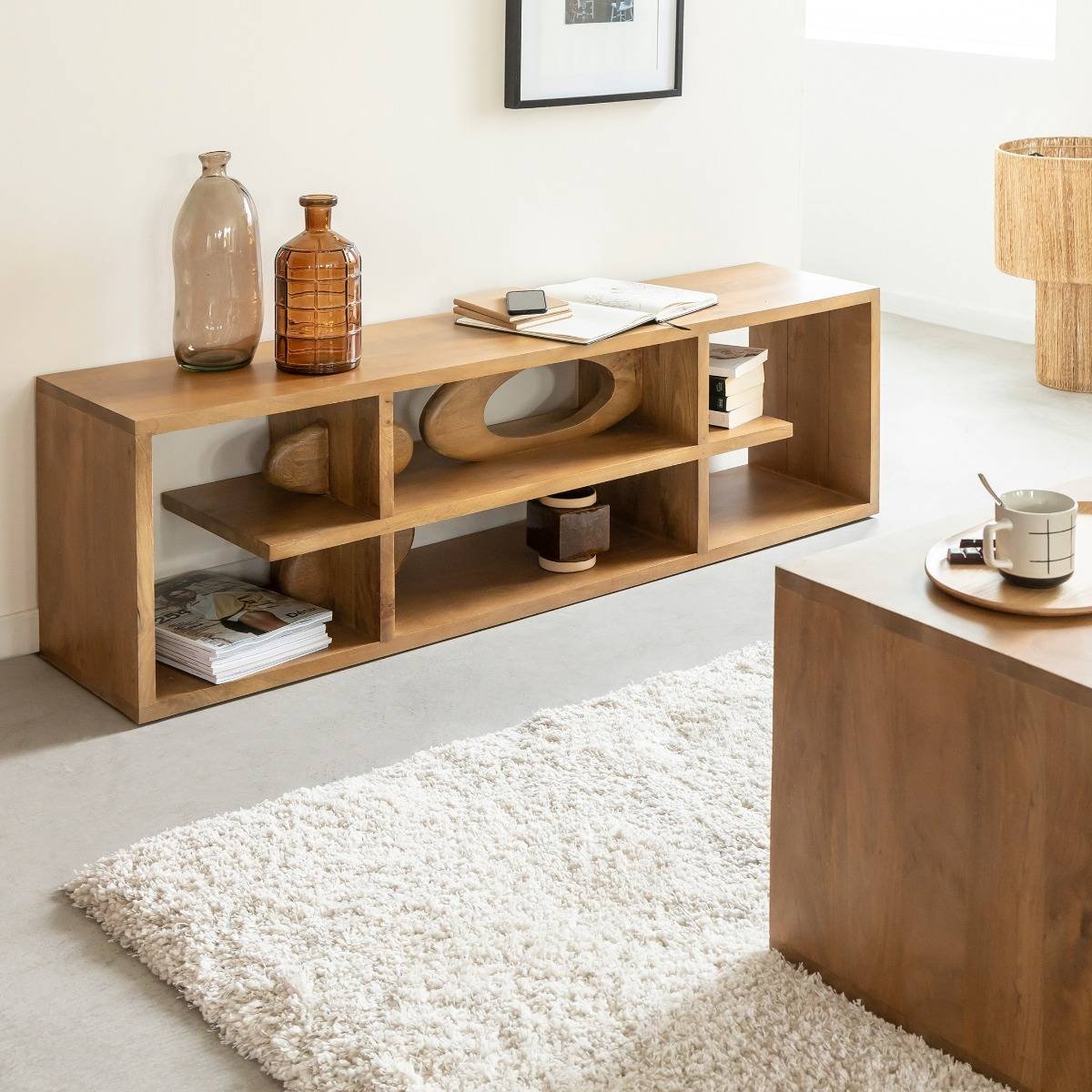 Vandana Cresta Orion designer TV stand in mango wood Vandana Cresta Orion designer TV stand in mango wood