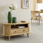 Vandana Cresta Merino Small Rounded TV Stand in Mango Wood