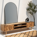 Vandana Lunaris Maxima Wooden Two-Door TV Unit Modern Solid Wood Entertainment Console