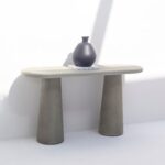 Vandana Sierra Cresta Olive Concrete Console Table Modern Minimalist Accent Furniture Design