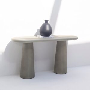 Vandana Sierra Cresta Olive Concrete Console Table Modern Minimalist Accent Furniture Design