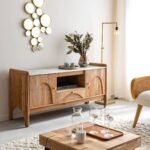Vandana Mira Solace TV stand in marble and acacia wood