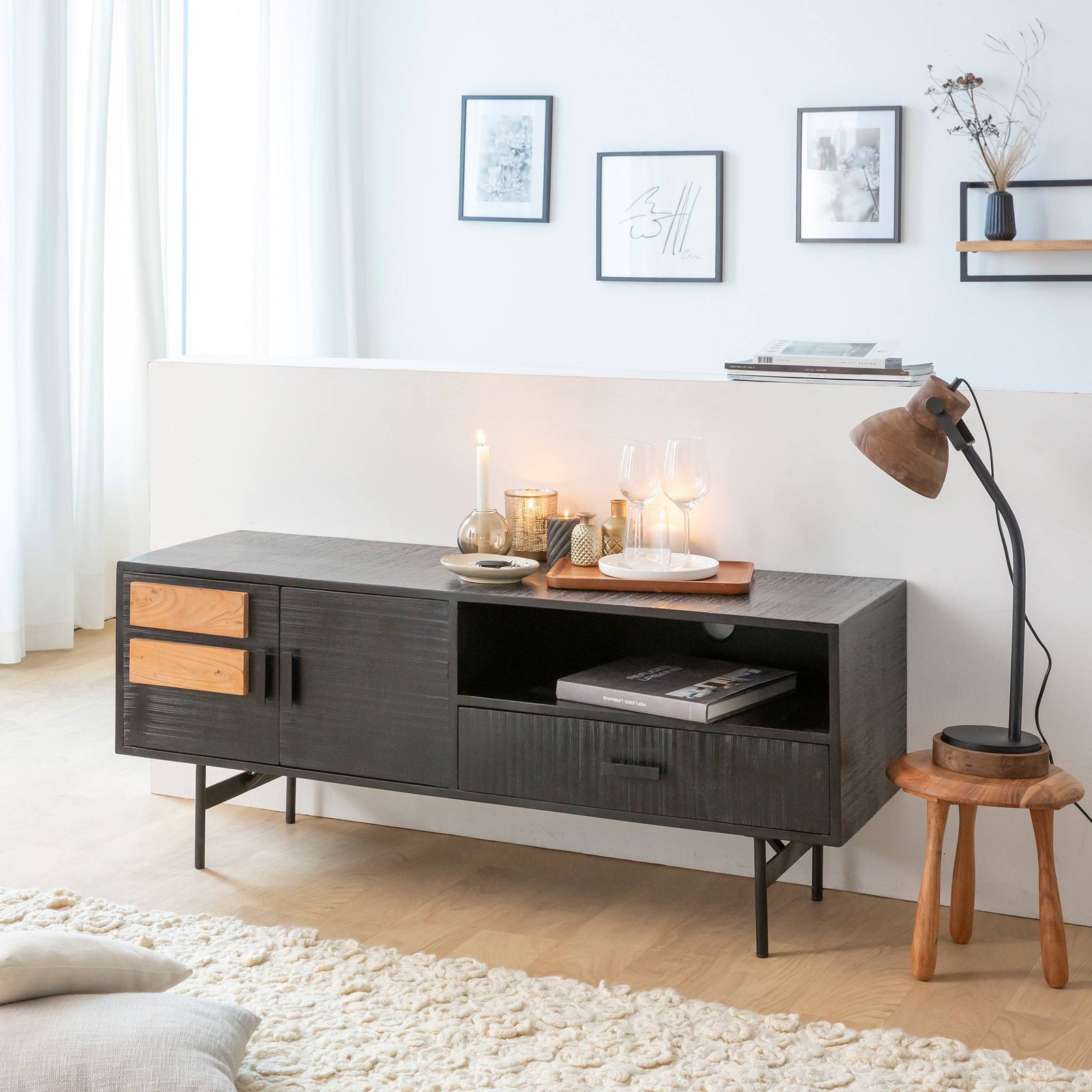 Vandana Mira Arion acacia wood TV stand Vandana Mira Arion acacia wood TV stand