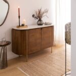 Vandana Stellar Lyra Mango wood and Siena marble sideboard
