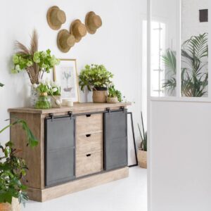 Vandana Stellar Prime sideboard in brushed mango wood and dark grey metal