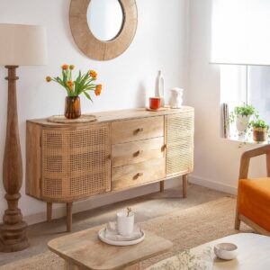 Vandana Stellar Terra mango wood and cane sideboard