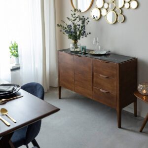 Vandana Radiant Zentrix mango wood and black marble sideboard