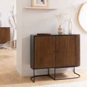 Vandana Radiant Optima rounded sideboard in mango wood and metal Ysé