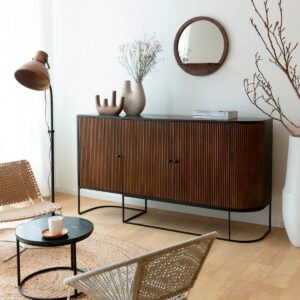 Vandana Radiant Hexa rounded sideboard in mango wood and metal