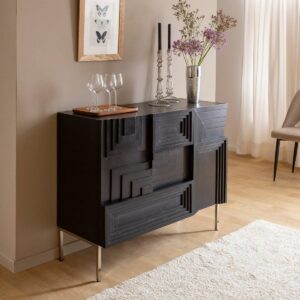 Vandana Radiant Nova Small Black Mango Wood Sideboard - Sideboard