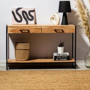 Vandana Sierra Grand Industrial Two-Drawer Wooden Desk Console Modern Accent Furniture