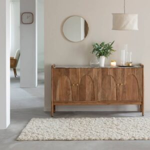 Vandana Sereno Altis marble and acacia wood sideboard