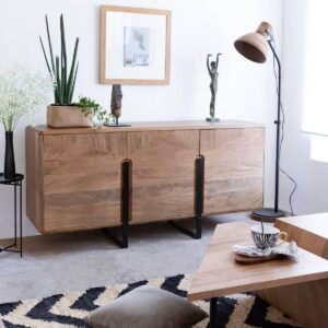 Vandana Sereno Falcon Mango Wood and Metal Buffet - Buffet