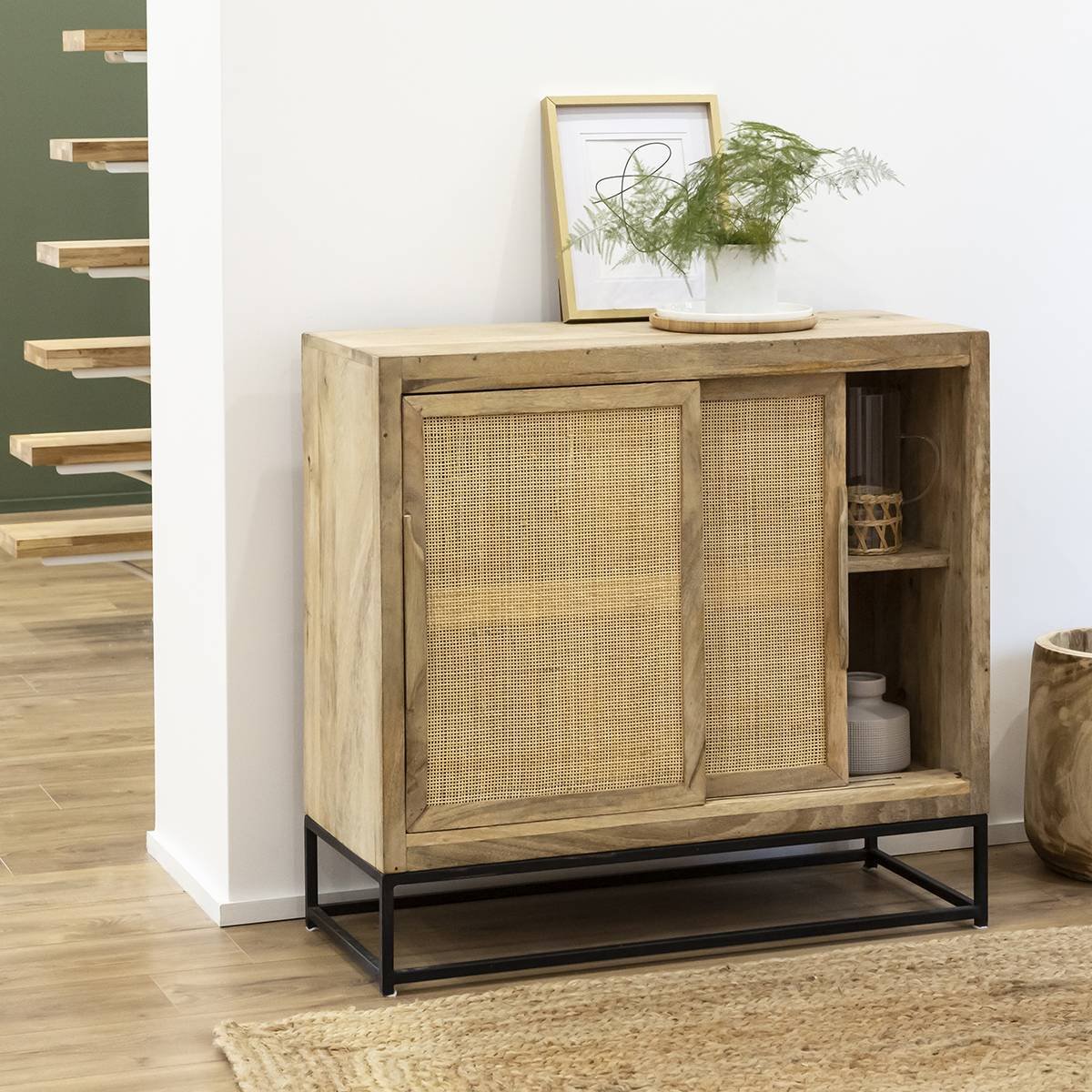 1Vandana Sereno Pebble sideboard in mango wood and caning Rim Vandana Sereno Pebble sideboard in mango wood and caning Rim