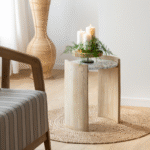 Vandana Lyra Solace mango wood and marble side table
