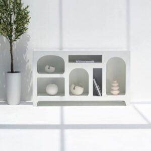 Vandana Sierra Nova White Painted Display Console Modern Minimalist Wooden Accent Design