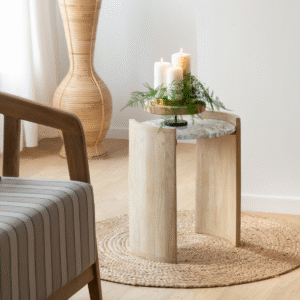 Vandana Lyra Solace mango wood and marble side table