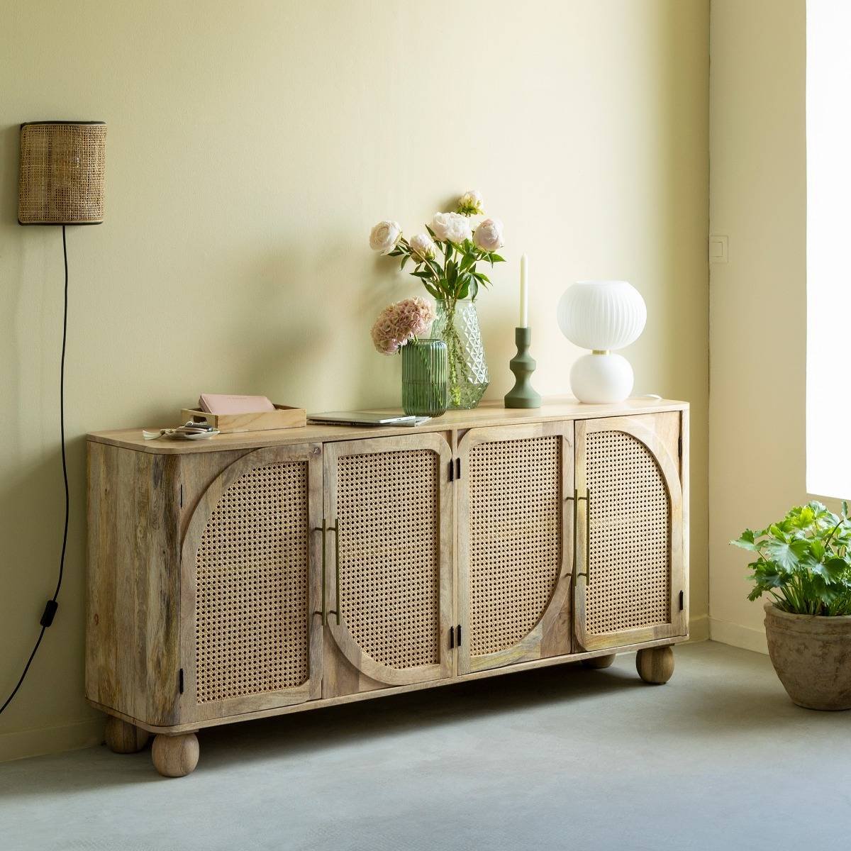 Vandana Prime Astra mango wood and cane sideboard Vandana Prime Astra mango wood and cane sideboard