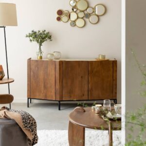 Vandana Prime Lunaris Mango Wood and Travertine Buffet