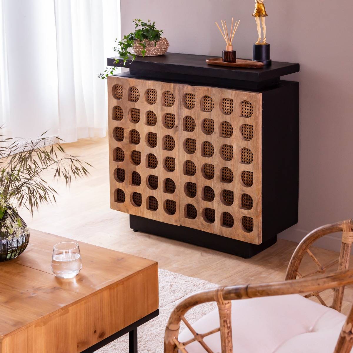 Vandana Prime Merino carved mango wood sideboard Vandana Prime Merino carved mango wood sideboard