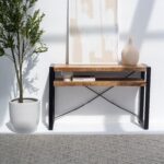 Vandana Sierra Terra Two-Shelf Industrial Console Modern Metal & Wood Accent Furniture