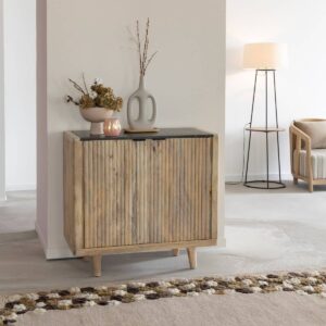 Vandana Prime Vertex mango wood and black marble sideboard