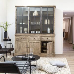 Vandana Prime Optima sideboard in brushed mango wood and black metal