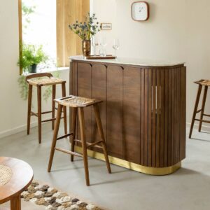 Vandana Maxima Astra Mango wood and Siena white marble bar