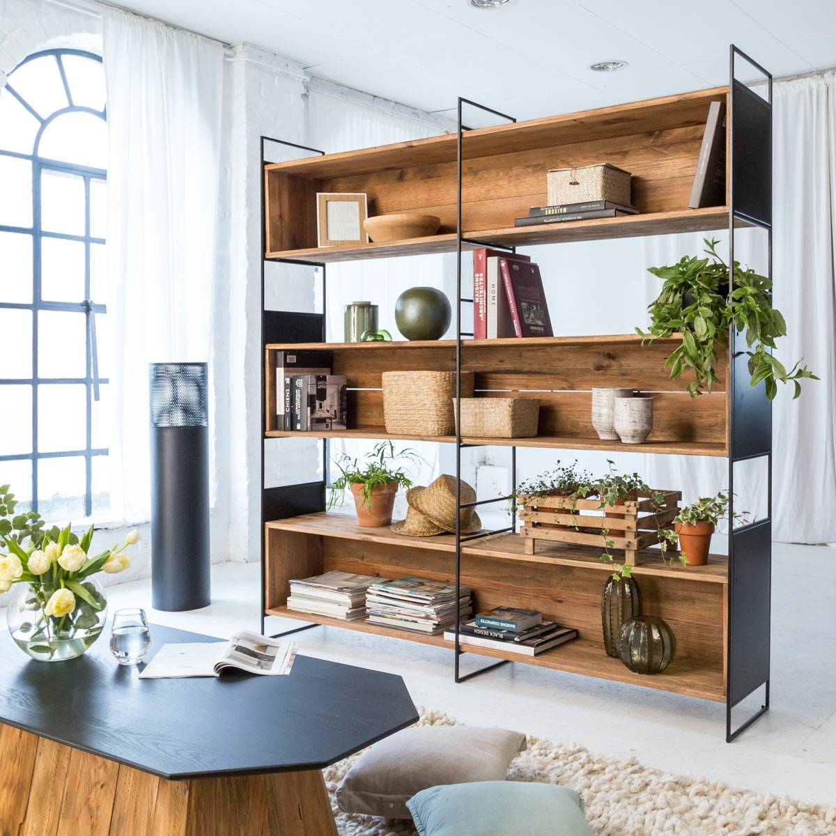 Vandana Grand Zentrix 180cm Recycled Wood Bookshelf Vandana Grand Zentrix 180cm Recycled Wood Bookshelf