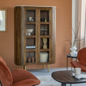 Vandana Maxima Ultra Display cabinet in mango wood and Siena marble