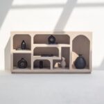 Vandana Sierra Vento Beige Wooden Display Console Modern Minimalist Solid Wood Accent Design