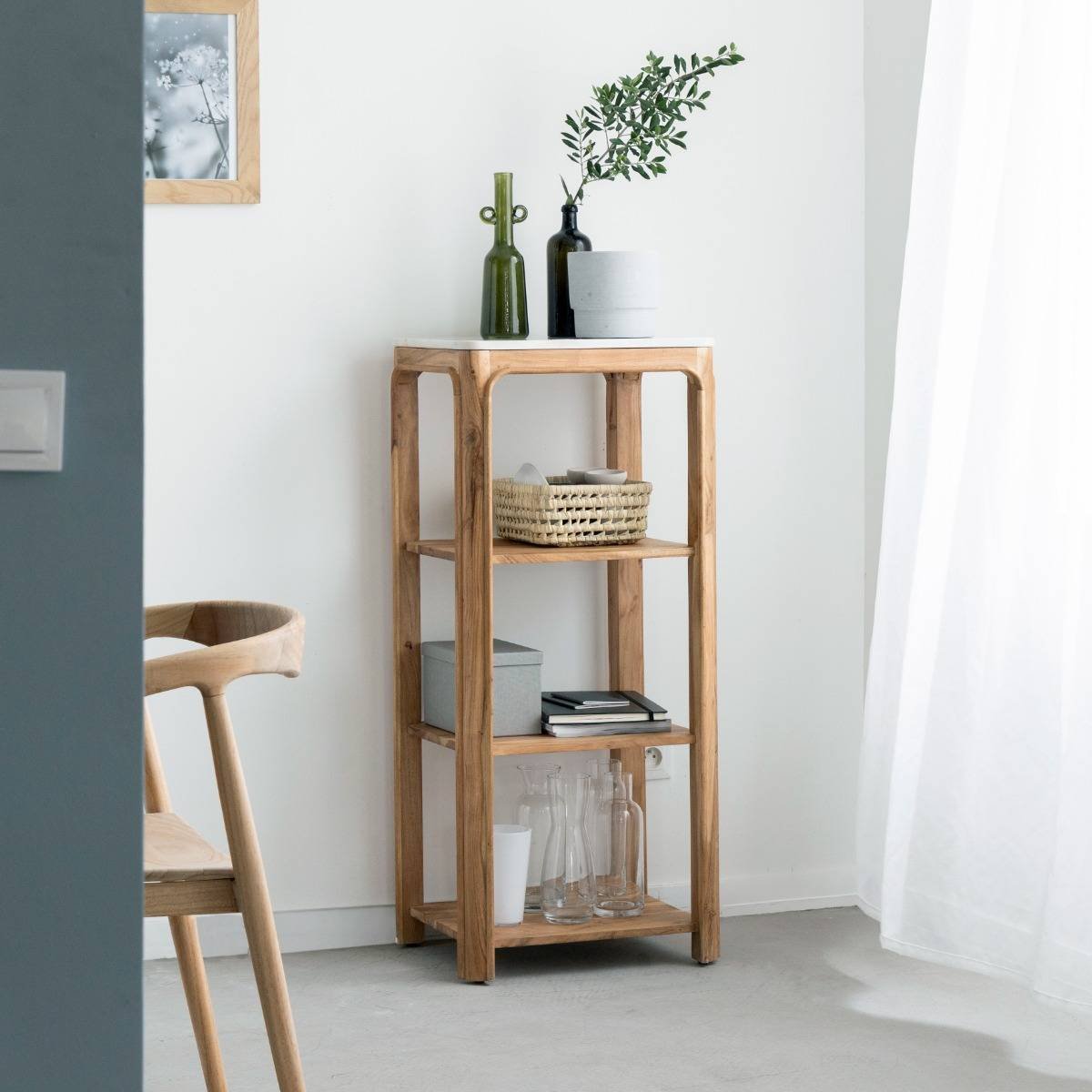 Vandana Optima Aureo shelf in acacia wood and Emyr marble Vandana Optima Aureo shelf in acacia wood and Emyr marble