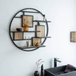 Vandana Optima Lyra round shelf in mango wood and metal