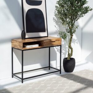 Vandana Lunaris Astra Rattan One-Drawer Console Modern Natural Woven Accent Furniture