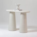 Vandana Lunaris Zenova Off White Speckled Microconcrete Console Table Modern Minimalist Accent Design