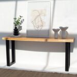 Vandana Lunaris Orion Acacia Console Table with Metal Legs Modern Solid Wood Accent Design